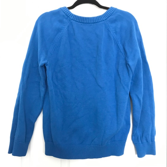 Y2K Tommy Hilfiger Cotton Blend Crewneck Sweater L Blue Orange White Long Sleeve - Picture 5 of 8